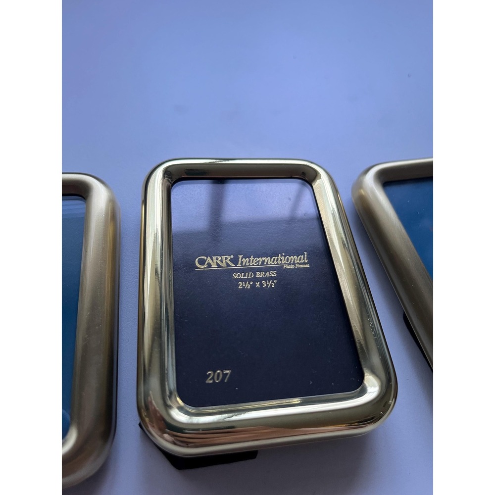 Set of 3 Solid Brass mini frames, make in Korea, Carr International, Hallmark